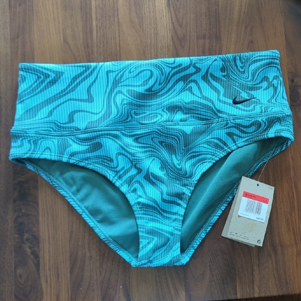 Nike Aqua and Green Swirl Bikini Bottom NWT